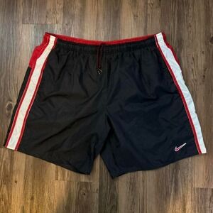90's Nike XXL Swim‎ Trunks Shorts Red Black White Colorblock Side Stripe